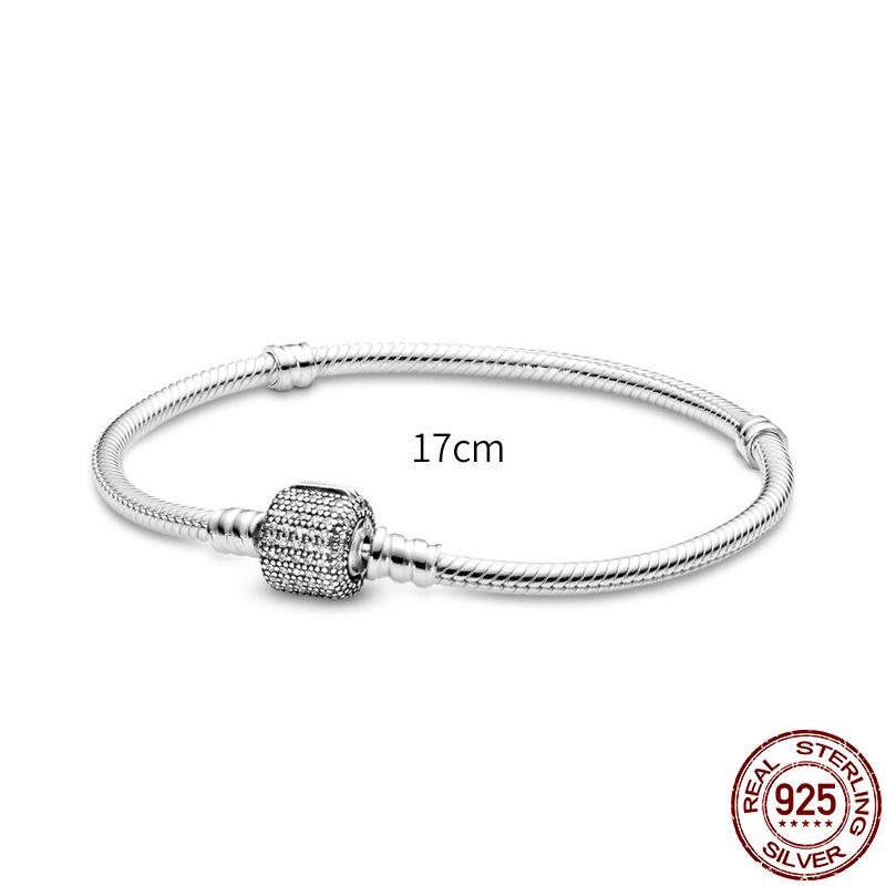 925 Silver Snake Chain Charm Bracelet For Women Fits Original Pendant Bead Heart Jewelry New In
