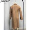 BITCED Women's Vintage Casual Lattice Print Autumn Winter Long Sleeve POLO Neck Jackets & Coats