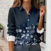 Women's Button Down Prints Shirt Long Sleeve Shirt Business Work Tops Casual With Pockets Jacket