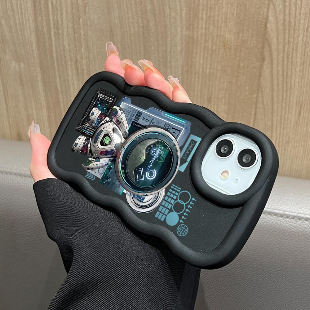 Astronaut Pattern Phone Cover for iPhone 11 12 13 14 15 Pro Max 6 6S 7 8 Plus Xs Wave Edge Shockproof Protective Rubber Case