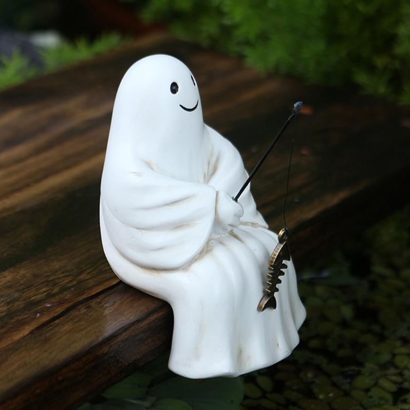 Unique Ghostly Fishing Sculpture Halloween Garden Decors Resins Outdoor Ornament J0MC China Mainland