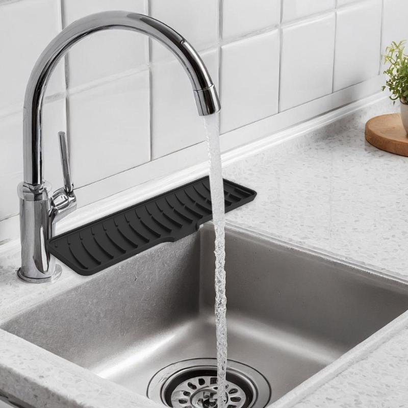 Multifunction  Silicone Faucet Mat Not  Slip Drainages Mat Kitchen Faucet Mat Kitchen Sink Accessory Large for Kitchen Sink