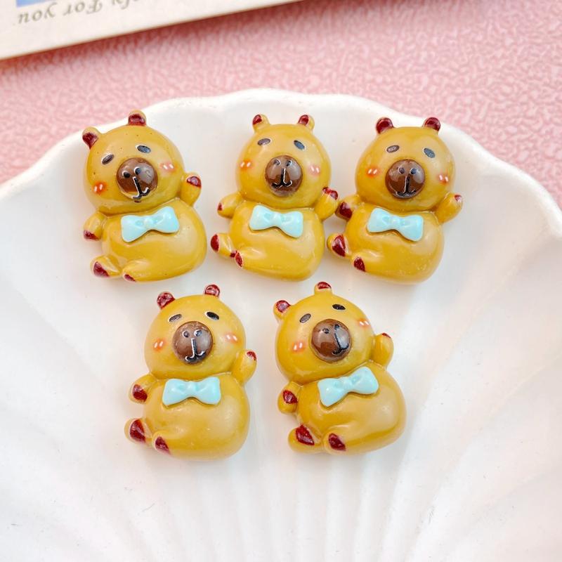 10Pcs New Cute Cartoon Gray Bear Series Flat Back Ornament Jewelry Bows Accessories