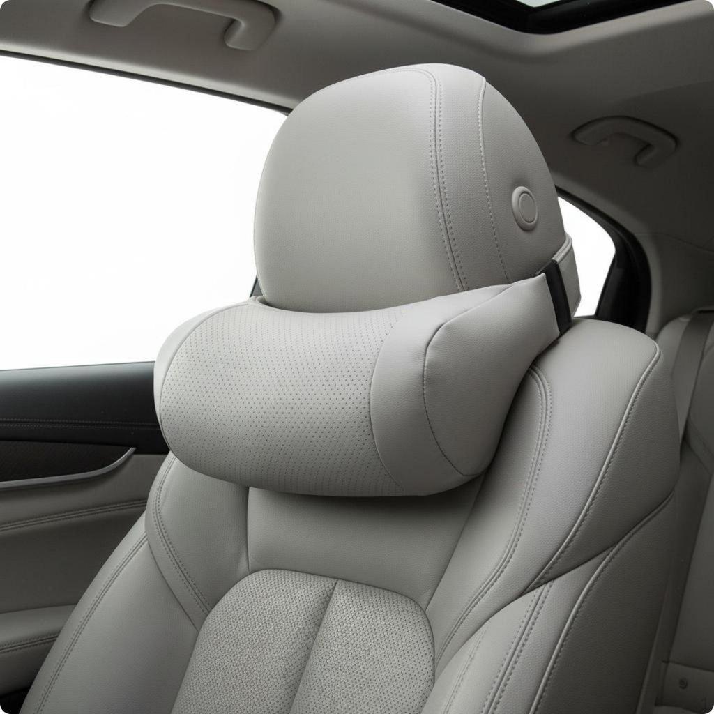 Almohada Reposacabezas de Cuero Nappa Transpirable para Coche Acolchado Suave y Cómodo Soporte para el Cuello