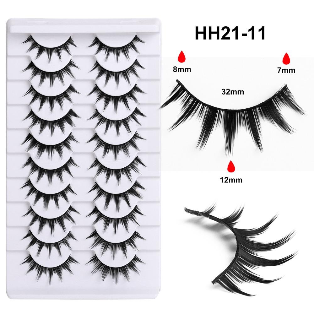 10 Pairs Fluffy Thick 3D Faux Mink Lash Glue Version Full Strip Lashes  Eye Lash Extension