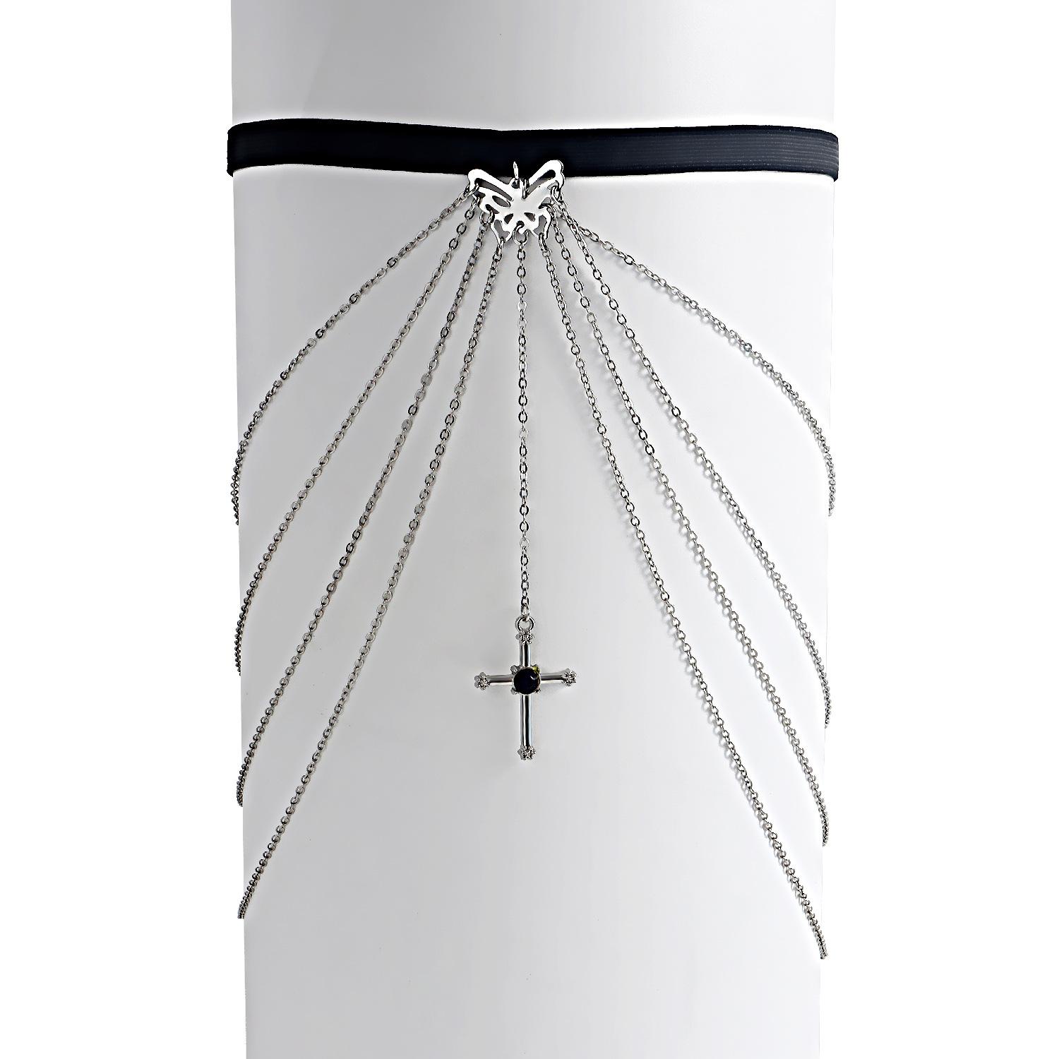 

European and American jewelry ins Spice Girl Hollow Butterfly Cross Pendant Leg Ornament Body Chain Female, Spot