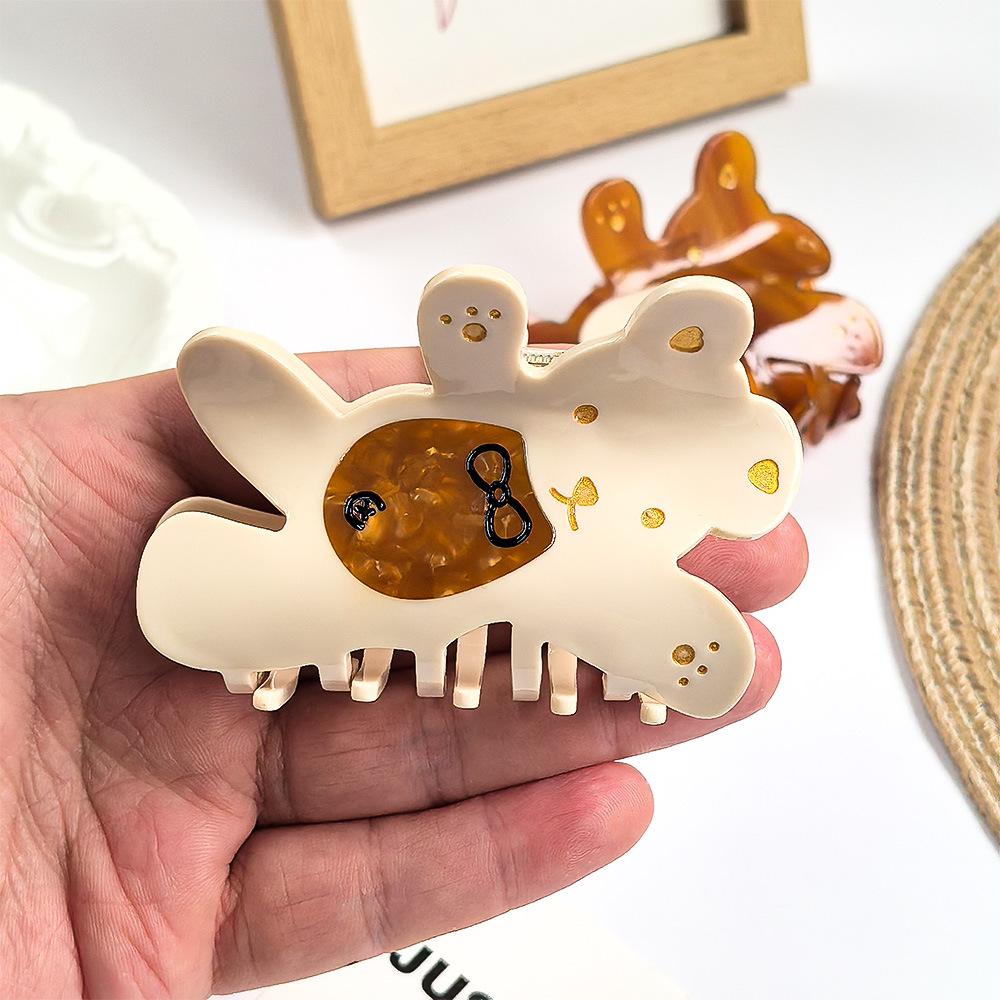 1pc \Little Bear Grab Clip Cartoon Cute Girl Accessories Daily Dressing Sweet Back of Head Shark Clip Medium Hair Grab