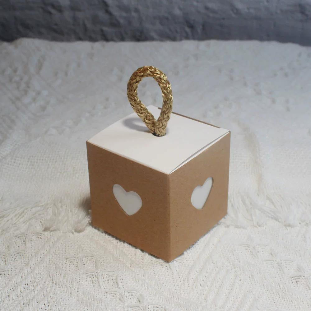 WTEMPO 20PCS 5.5*5.5*5.5CM Heart Shaped Hollow-out Kraft Paper Boxes Retro Cube Small Gift Packaging Boxes