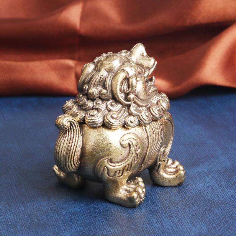 Brass Roaring Desktop Ornament Auspicious Beast Sandalwood Incense Burner Craft Artifact Collectible Old Co