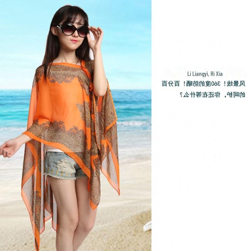 Versatile Chiffon Shawl Scarf: Women's Multi-Functional Sun Protection, Beach Towel, and Super Long Wrap for Spring/Summer.