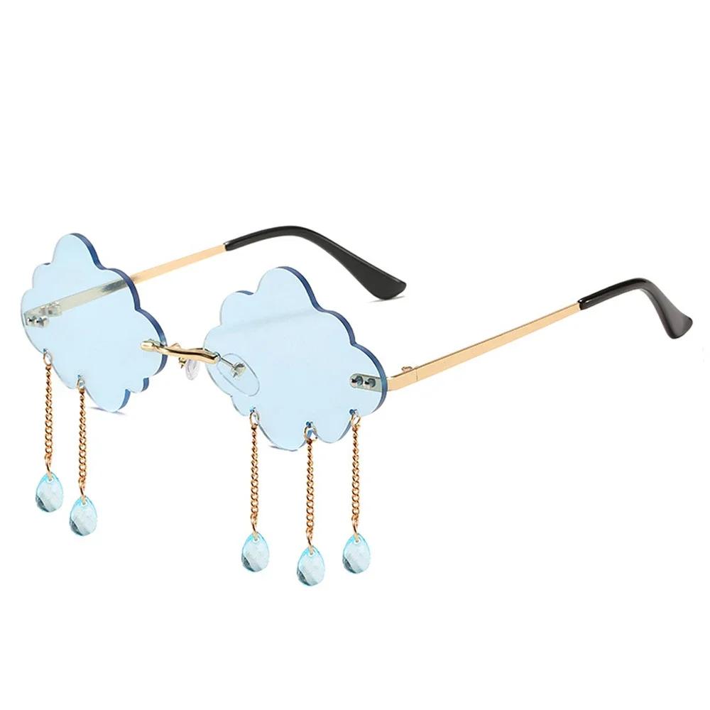 Retro Rimless Sun Glasses With Uv400 Protection - Trendy Tassel Sunglasses