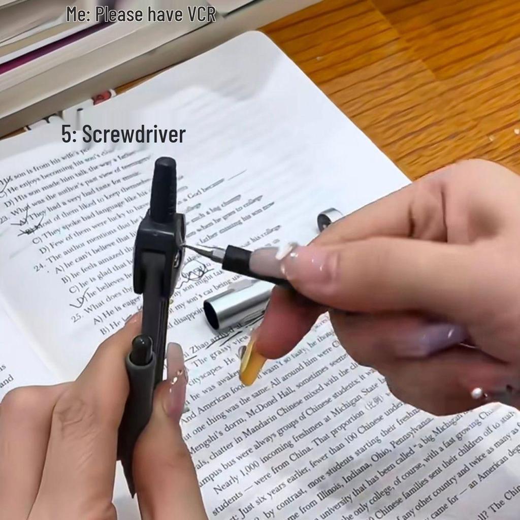 Six-in-One Outdoor Tool: Compass Ballpoint Pen with Light