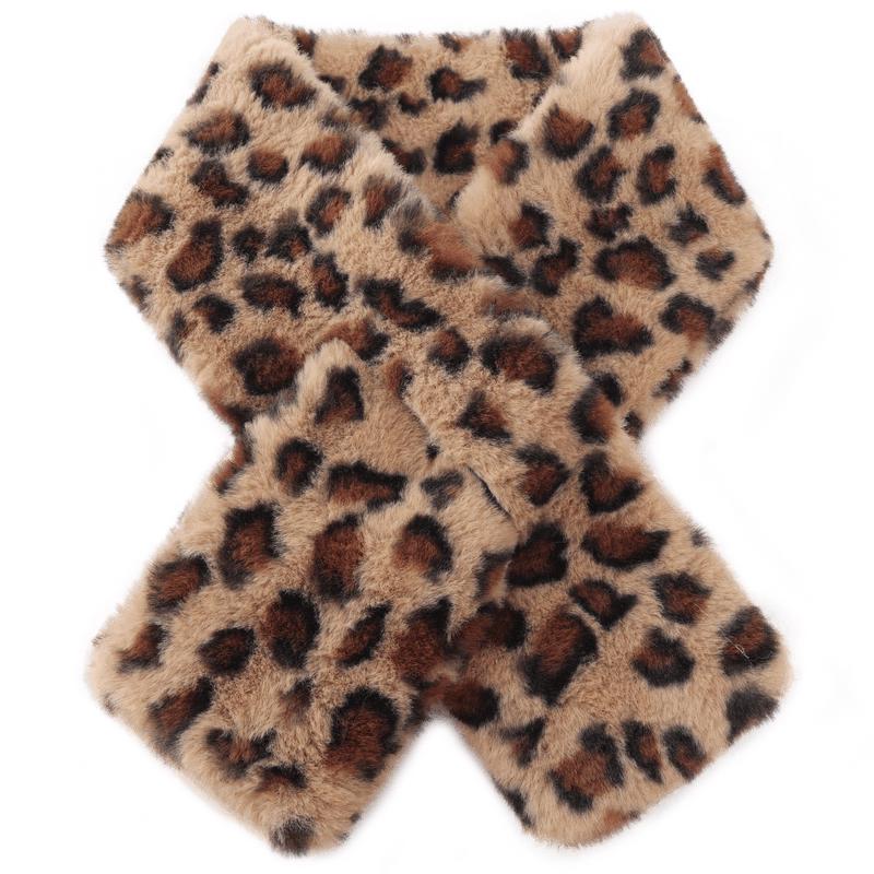 Sancai Women s Retro Leopard Print Plush Scarf One Size