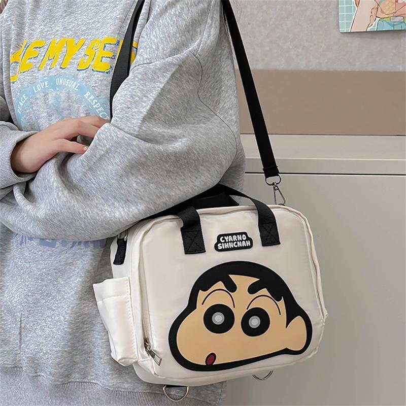 Cartoon Cute Crayon Shin-Chan Backpack Large Capacity Canvas Handbag Portable Shoulder Crossbody Bag Multifunctional Storage Bag