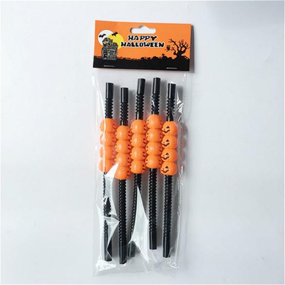 Halloween Cartoon Skull / Pumpkin Straws Halloween Holiday Bar Party Decor Home Party Decor 5pcs