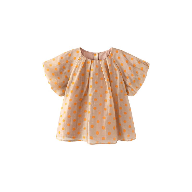 Minibala Girls' Polka Dot Puff Sleeve Top