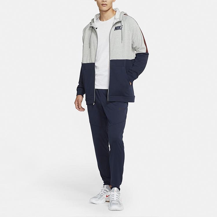 Nike Dri-Fit Color Block Full-Zip Hooded Training Jacket Men Jackets Dark-Grey CU6034-063