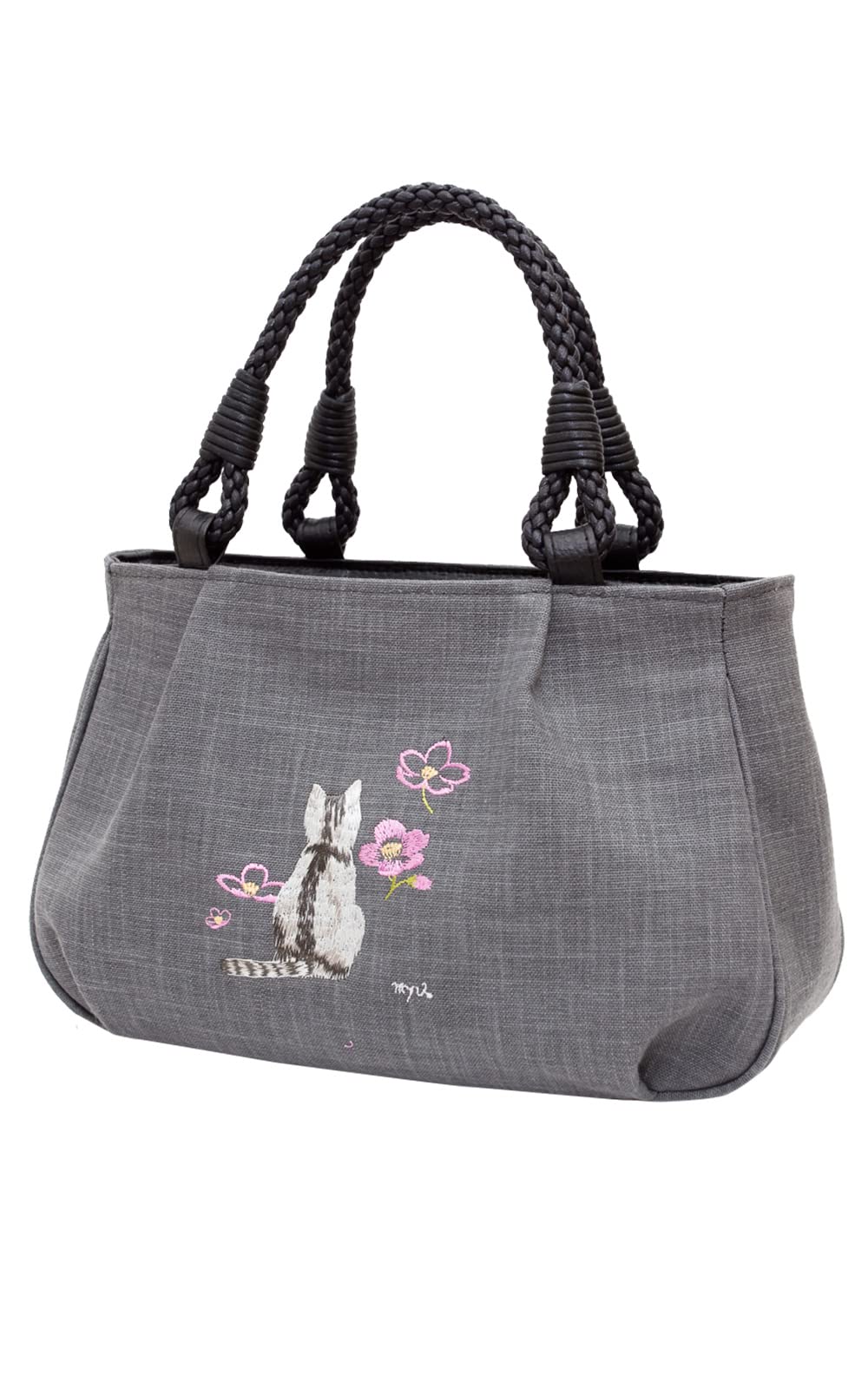 

Tote Made in Bincho Charcoal Cat Owl Japanese Birthday [creareki] Women s Bag, Small, Lightweight, Japan, Ink, Dyed, Pattern, Pattern, Embroidery,