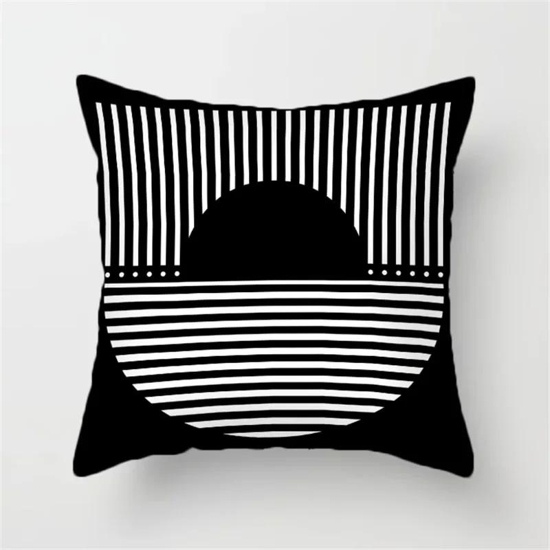 Office Sofa Car Cushion Cover Cartoon Black and White Simple Line Printing Luxury Home Decoration Pillow Cover