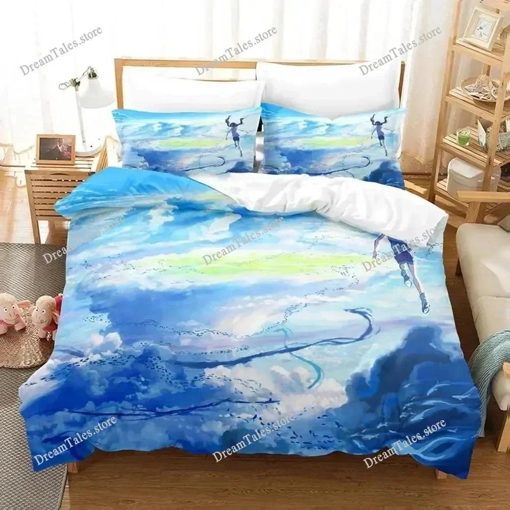 Anime Weathering with You Bedding Set Duvet Cover Bed Set Quilt Cover Pillowcase Comforter king Queen Size Boys Adult Bedding741
