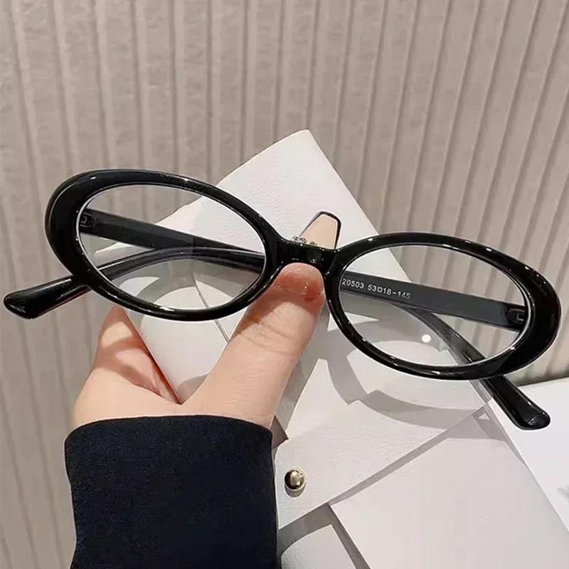 Y2K Retro Oval Frame Anti-Blue Light Óculos Doce Cool Girls Óculos Pretos Vintage Simples Mulheres Óculos de Proteção Ocular