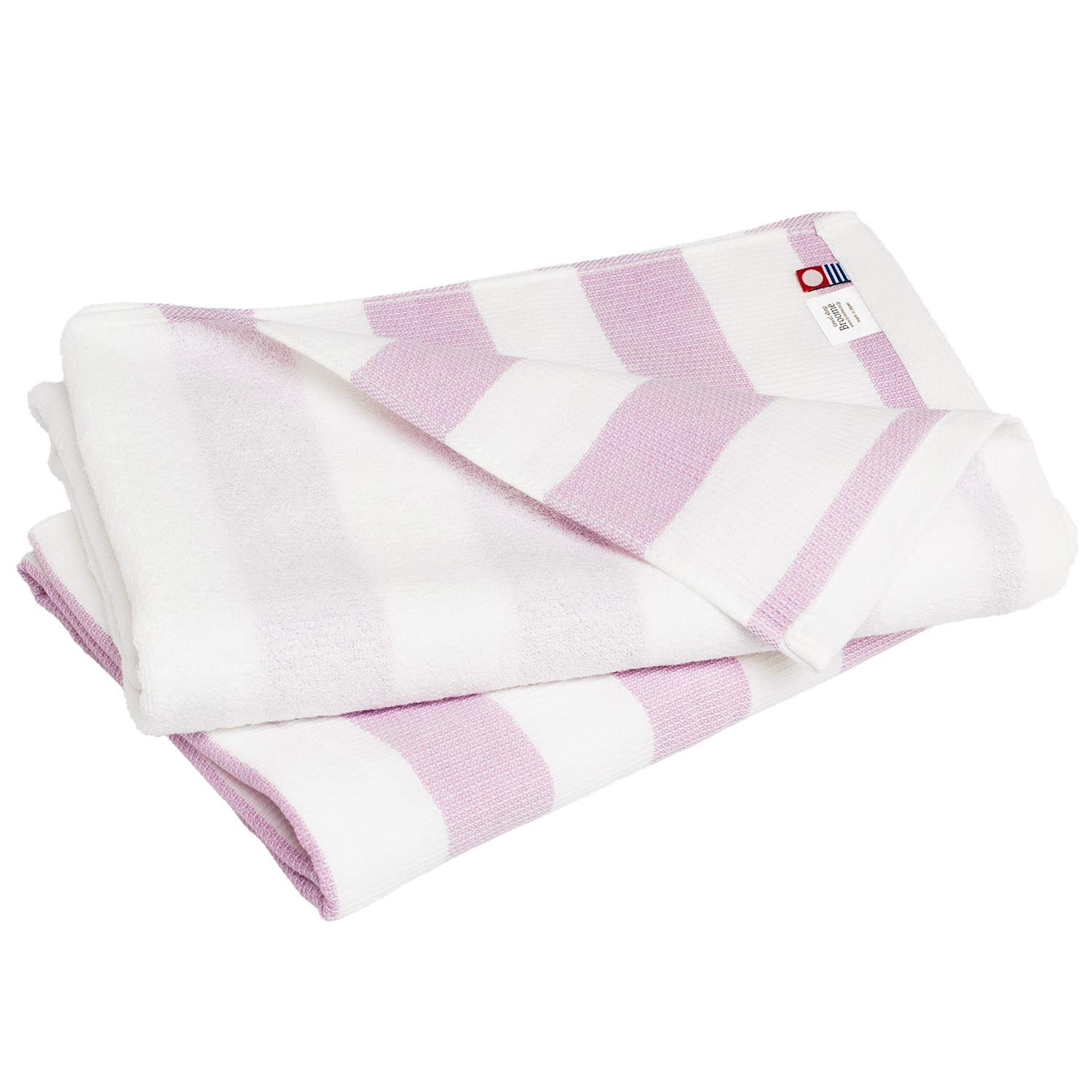 

Bloom Imabari Certified Gauze Bath Set of Groovy Indoor Made in Cotton Towels, 2, Border, Quick-Drying, Drying, Japan, 100% (Pink)