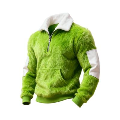 Men's Plush Zipper Neck Fall And Winter Warm Long Sleeve Sweatshirt Top