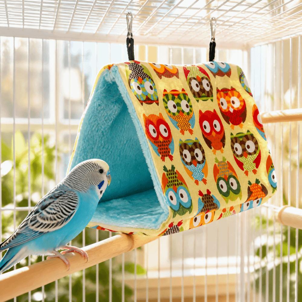 Cozy Plush Fabric Plush Bird Hut Soft Hammock Material Bird Cage Hut Tent For Budgies