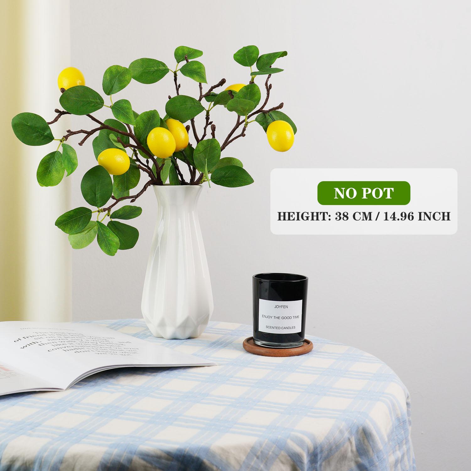 

1 шт. Искусственный желтый лимон с искусственными листьями, реалистичные искусственные цветы для отеля, дома, вечеринки, DIY декора 38cm