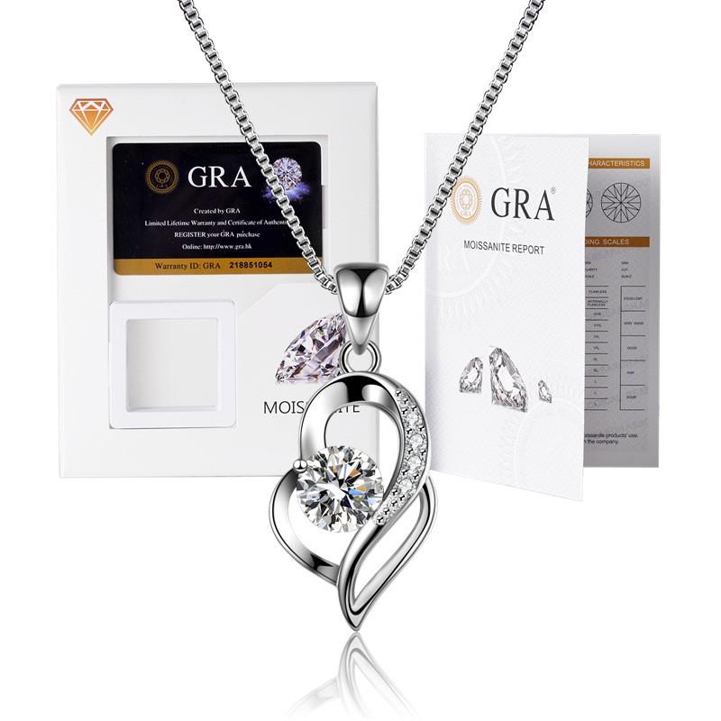 Elegant Moissanite Pendant Necklace With Thick White Gold Plating Hexagonal Crown Design Box Chain 21-50cm Adjustable Length