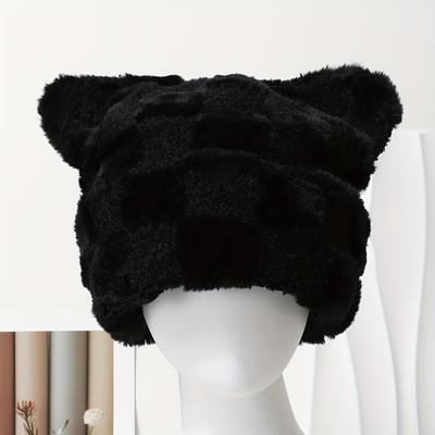 Cute Cat Ears Soft Knitted Cold Hats for Women Autumn and Winter Outdoor Fashion Warm Versatile Pullover Beanies