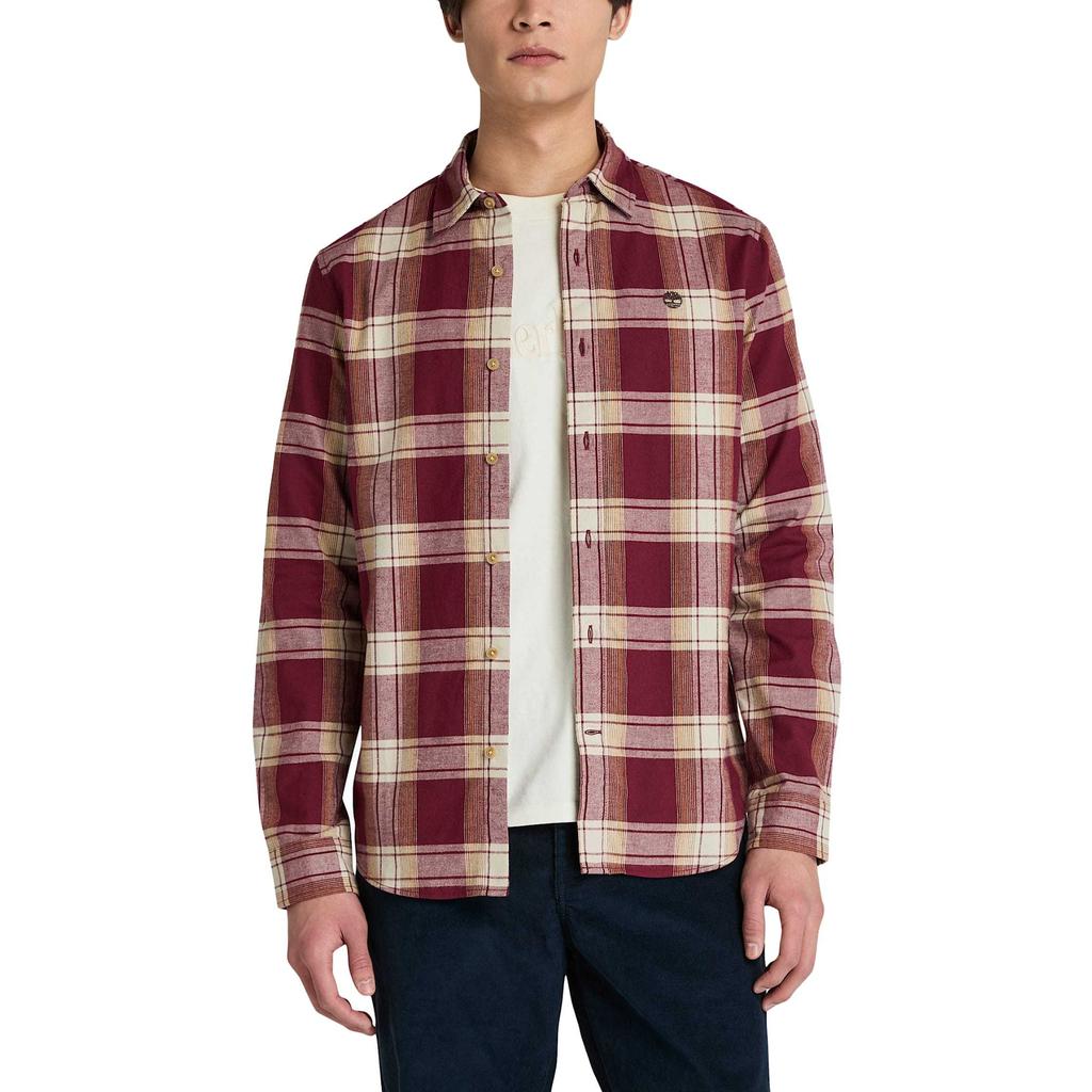 Timberland Herringbone Flannel Check Long Sleeve Fitted Shirt Men shirts TB0A42Y1EYS