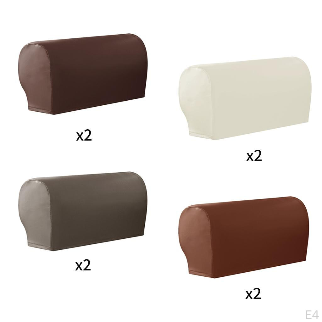 Anti-Slip Sofa Armrest Covers Stretchy PU Leather Slipcovers Waterproof for Dining Room