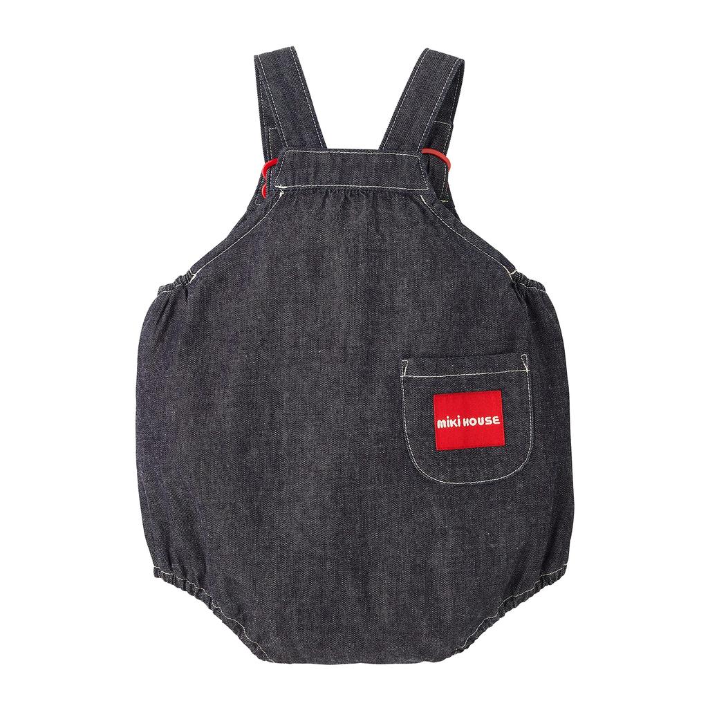 Romper Overalls Logo Plain Made In Japan Boys Girls Baby Kids Baby Clothes M Indigo Blue [MIKI HOUSE] 10-1509-493 (80-90cm)