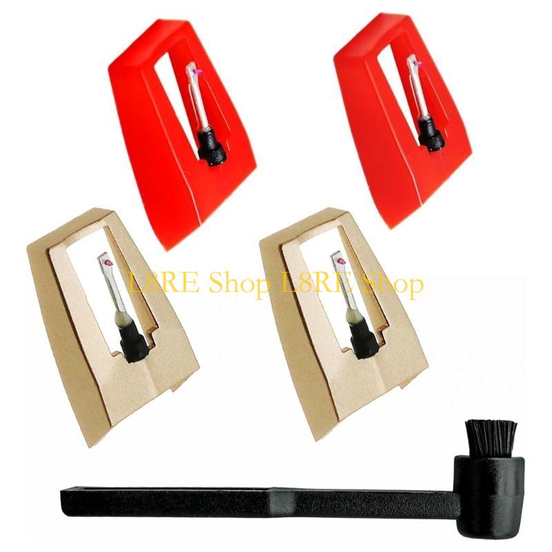 L8RE 4PCS Diamond Styluses Needle Replacement Set with Cleaning Brush Record Player Needle for Turntable Record Players