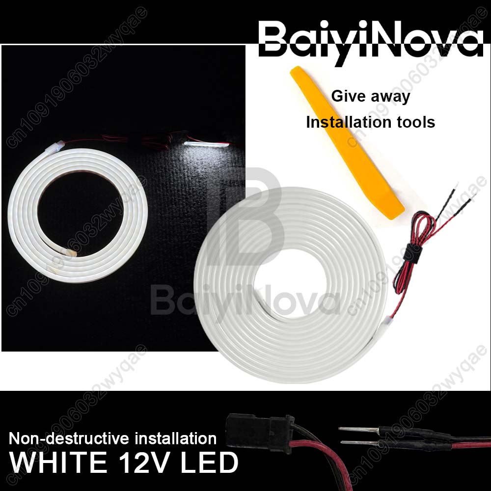 12V LED car trunk light bar, For hatchback, sedan, SUV, 2/2.5/3/3.5/4/4.5 m White LED lamp, Plug & play car decoration lights 200cm белый