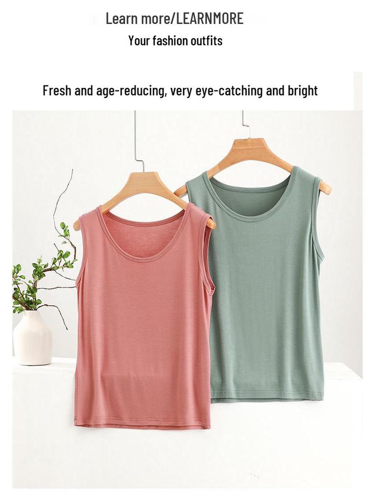 Plus Size Modal Spaghetti Strap Tank Top for Women – Summer Loose Fit, Sleeveless, Slimming Base Layer