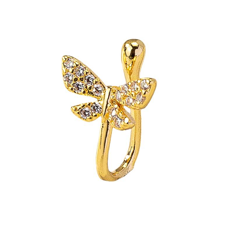Butterfly Diamond U-Shaped Nose Clip - European & American Style, No Piercing Needed
