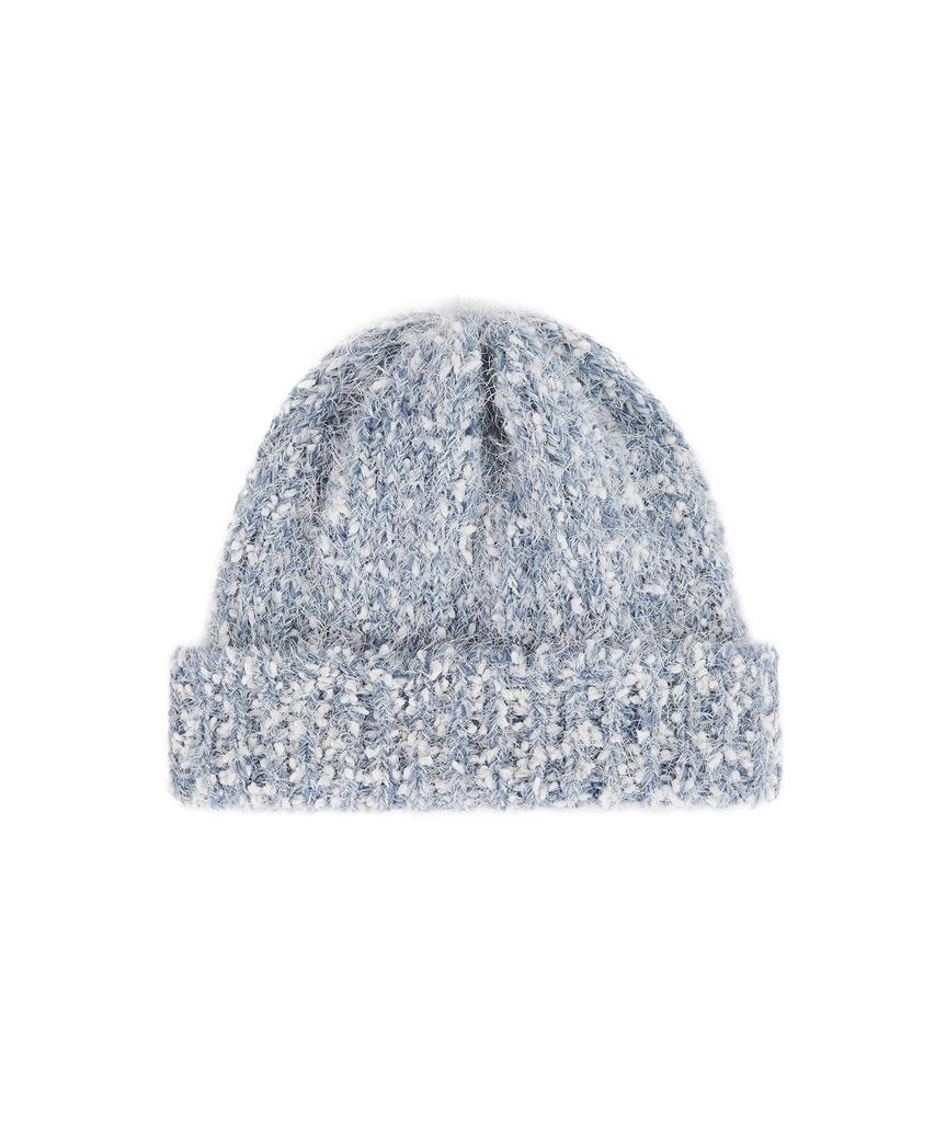 Bajal Va Brooch Heathered Knit Beanie Blue