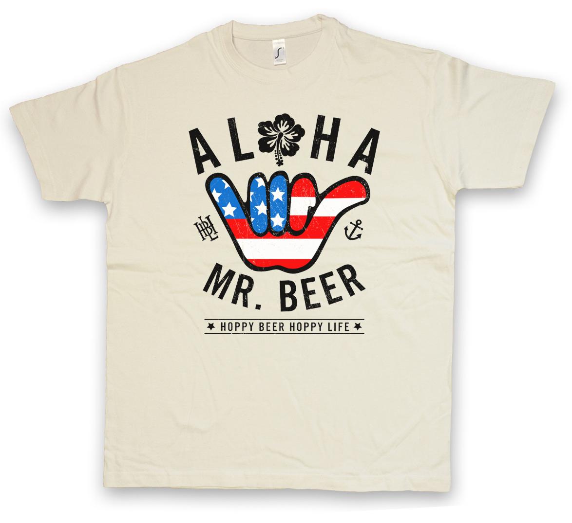 ALOHA MR. BEER J T-SHIRT Hoppy Beer Hoppy Life Beer Brewery Brewery Brewery- S