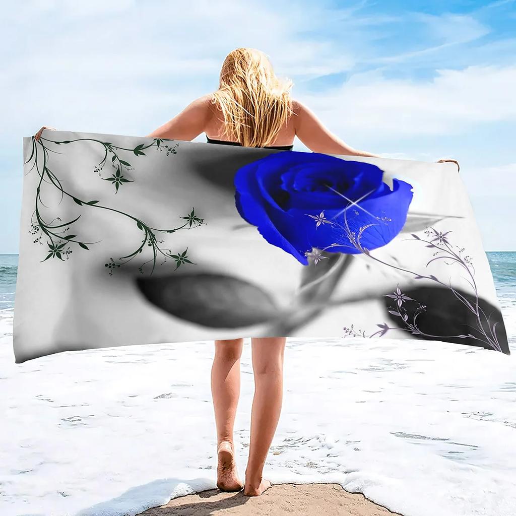 Beach Towel Rose Lightweight Terry Fabric Quick Dry Sandless Travel Absorbent Oversized Towel for Pool Swimming Bath Camping