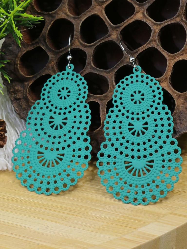 3 Paare Bunte Geometrische Hohle Hängeohrringe Für Damen Böhmischer Urlaub Zirkone Dating Geschenk