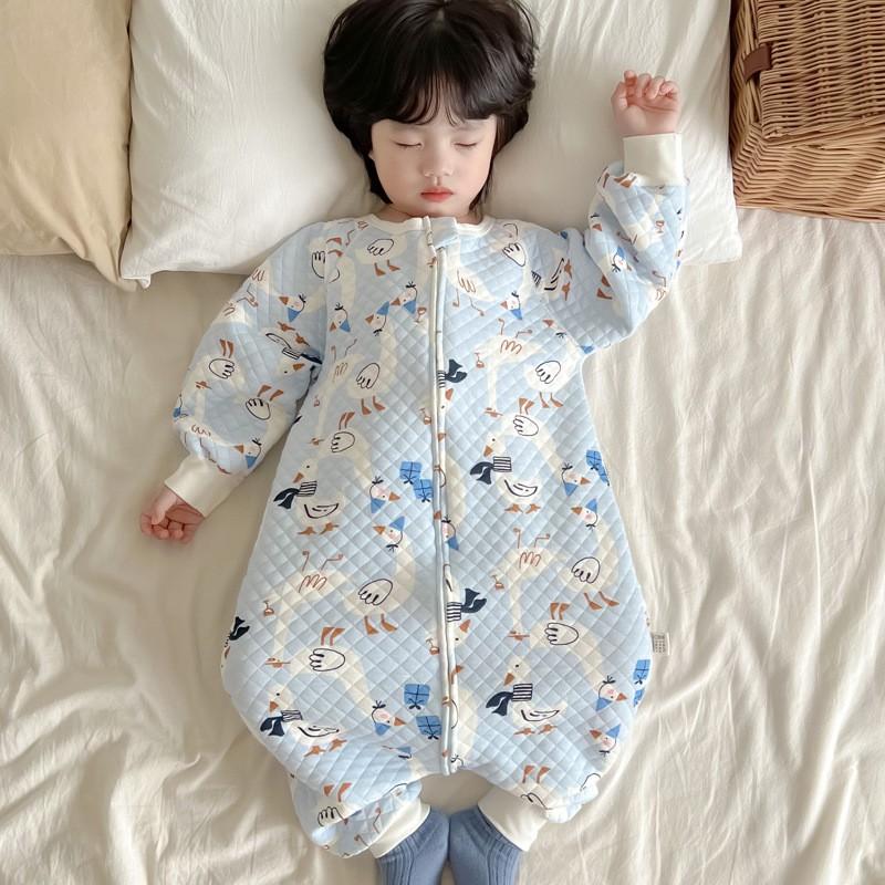 Winter Toddler Sleep Sack With Legs Cotton Pajamas Warm Thickened No-Seam Baby Sleepwear 1-3 Years