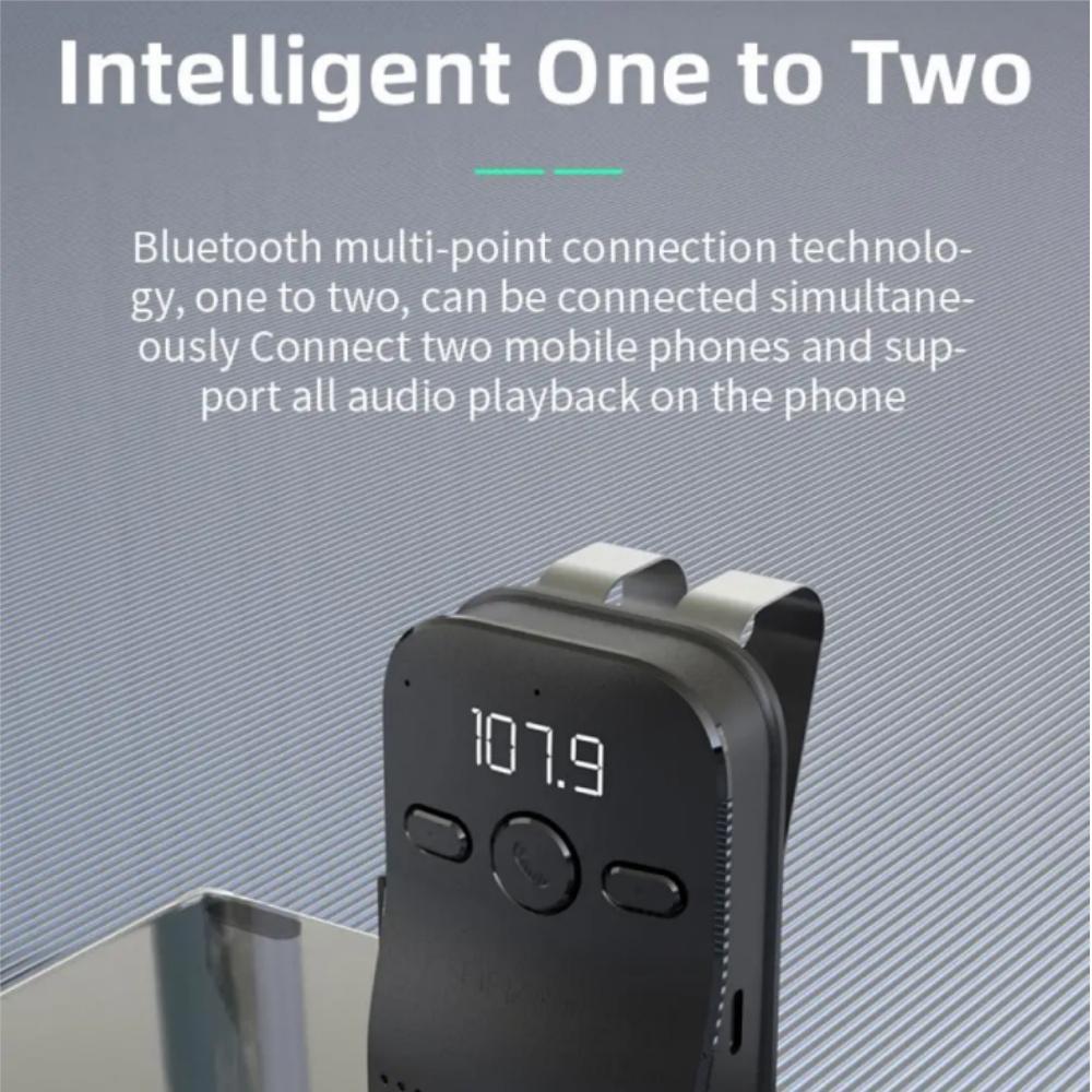 Bluetooth 5.4 Speaker Handsfree Car Kit Sun Visor Clip Wireless Audio Receiver Speakerphone Loud Music Player Connect Dual Phone
