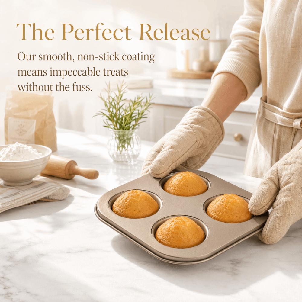 Non-Stick Coating Cupcake Baking Pan 4-Cavity Baking Mold Pan Durable Muffin Pan Oven Baking