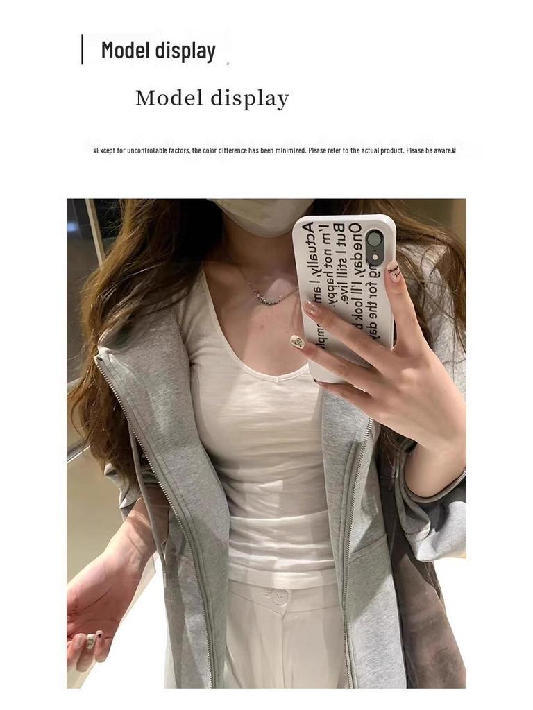 Damen Koreanischer Lazy Style Schweres Fleecegefüttertes Kapuzen-Sweatshirt Cardigan für Frühherbst 2025