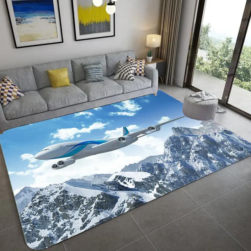 Fashion Airplane 3D Carpet Home Decor Living Room Hallway Entrance Doormat Boy's Bedroom Rug Non-Slip Bathroom Kitchen Floor Mat