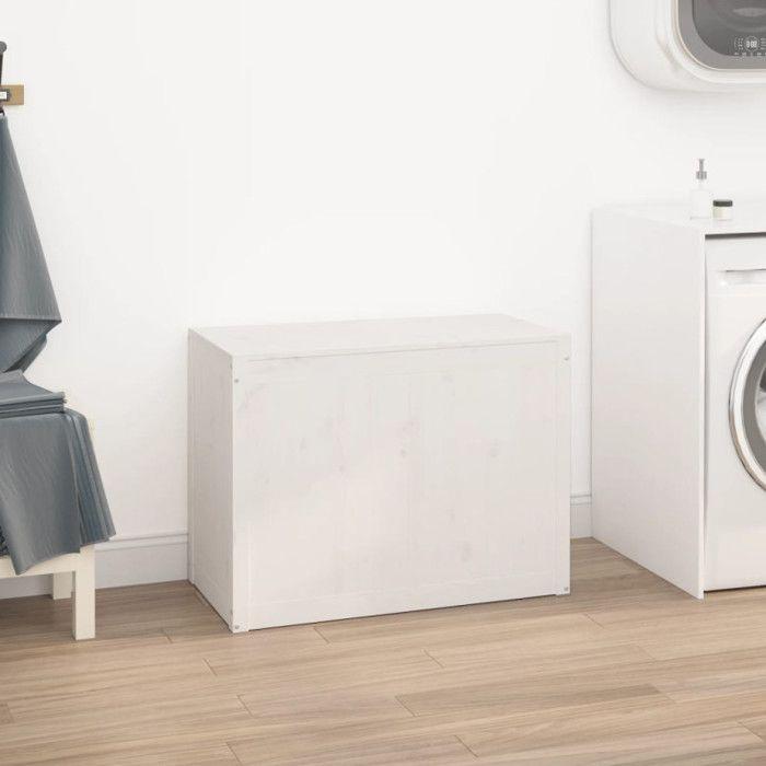 VidaXL Boîte à linge Blanc 88,5x44x66 cm Bois massif de pin 823570