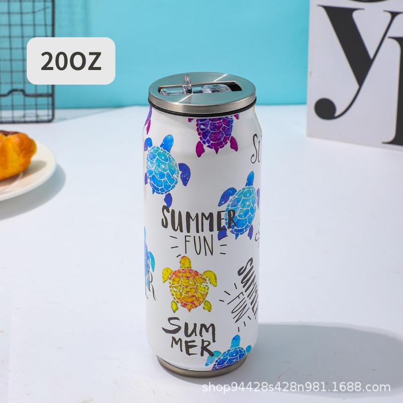 1 pc 500ML Thermos with Straw 304 Stainless Steel Beer Bottle Cola Can Termos Para Cafe Beer Cold Keeper Home Kitchen Drinkware