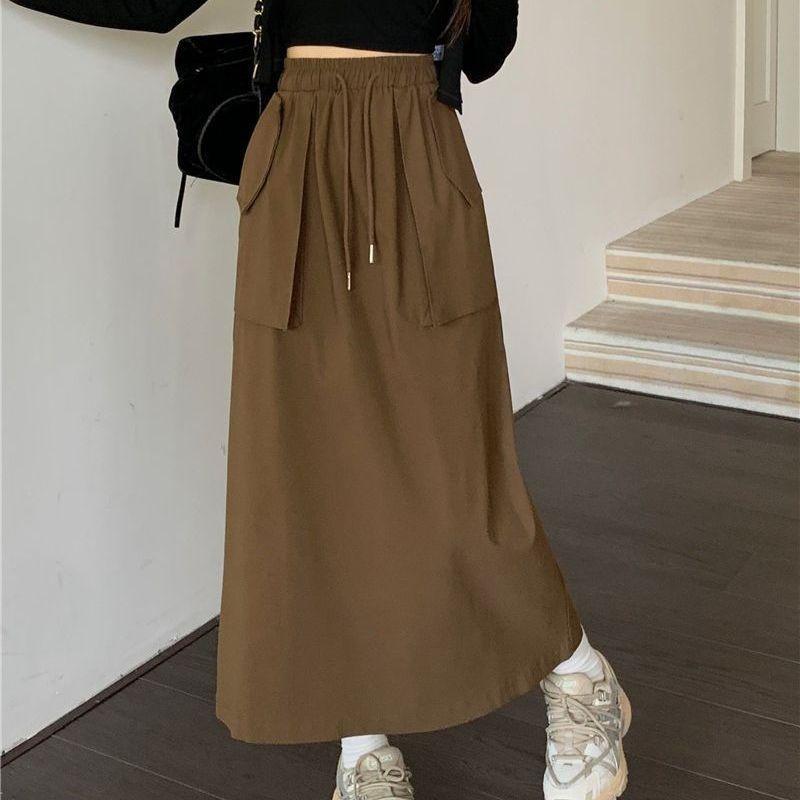 New Korean Version of Three-dimensional Bag Skirt for Women with Elastic Waist and Slimming A-line Long Skirt